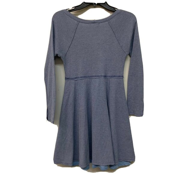 Altar'd State Womens Blue Waffle Knit Fit & Flare Stretch Dress - Picture 2 of 4